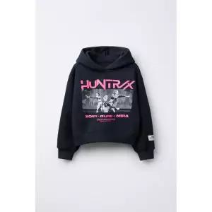 ZARA KPOP DEMON HUNTERS NETFLIX ⓒ 프린트 후드 스웨트셔츠 - 콜 그레이 {WLM}