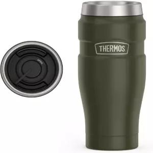 THERMOS 스테인리스 킹 진공 단열 스틸 텀블러 - 16온스 아미 그린 뜨겁고 차가운 음료용 커피 출퇴근 및