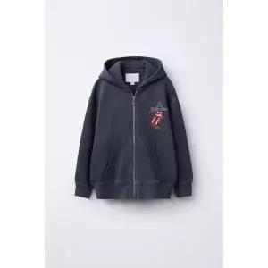 ZARA ROLLING STONES ⓒ 워싱 페이크 지퍼 스웨트셔츠 - 콜 그레이 {WLM}