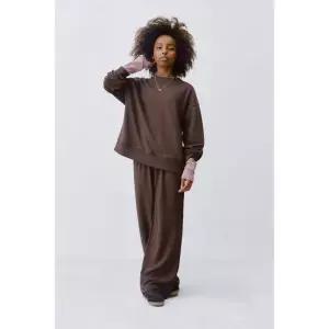 ZARA 인터록 스웨트셔츠 및 와이드 레그 팬츠 세트 - 브라운 {WLM}