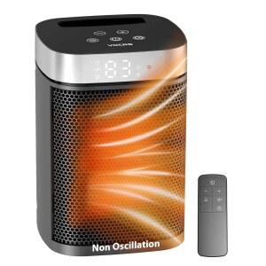 실내용 소형 휴대용 공간 침실 타이머 기 온도 히터 모드 에코 VORCS 사무실용 리모컨 팬 난방 1500W PTC 12시간 전기