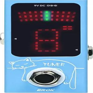 EROK 미니 튜너 페달 - 일렉트릭 기타 및 베이스용 피치 LED 표시등이 있는 컴팩트한 크기 트루 바이패스