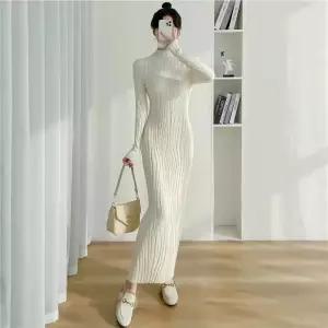 여성원피스 심플한 롱스커트 니트 봄가을 슬림핏 동탄룩 심쿵해외구매