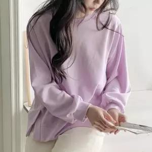 [신상오픈런]옆트임 라운드넥맨투맨 기본핏 미색 라벤더 스웨트셔츠 (30433707)