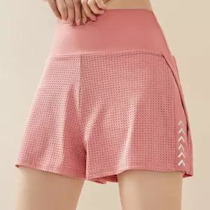여성 여름 하이웨이스트 요가 치마바지 반바지 메쉬 LGO9+1UPD