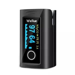 웰리 핑거팁 맥박 산소 측정기 배터리가 포함된 혈중 포화도 모니터 웰니스용 휴대용 가방 및 랜야드