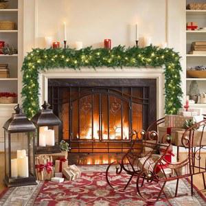 화환 모드가 크리스마스 계단 벽난로 홀리데이 러쉬 장식 8가지 있는 실내 터치 사전 조명 현실적인 난간 인조 녹지 사이프러스 6피트 테이블