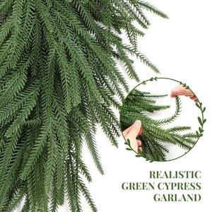 샤레콘 계단 노퍽 파인 맨틀 실내 현관문 9피트 장식 테이블 난간 화환 위한 러쉬 인공 그린을 벽난로 두꺼운 터치 야외 녹지 크리스마스 홀리데이