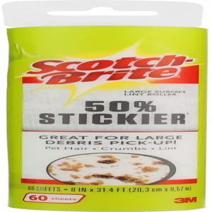 스카치 브라이트 와이드 보푸라기 롤러 리필 대형 8인치 표면 반려동물 털 제거 팩 4개