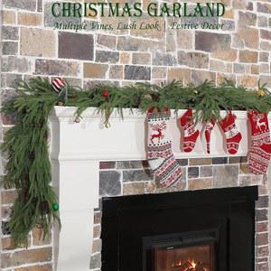 장식을 조명 스트링 실내 노퍽 LED 2개의 크리스마스 맨텔 휴일 장식 테이블 터치 6피트 파인 리얼리스틱 야외 화환 그린 위한 그리너리