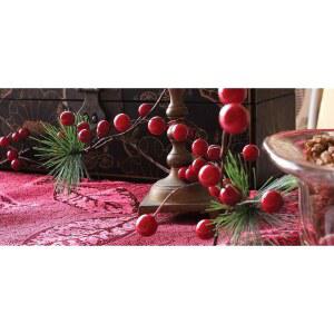 베리 장식 에버그린 홀리데이 솔잎 없는 레드 갈랜드 크리스마스 조명이 실내 그리너리 맨틀 인조 길이 클리어런스 6피트 벽난로