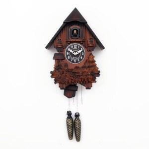 야간 모드 손으로 조각한 뻐꾸기 시계 흔들리는 장식 진자가
