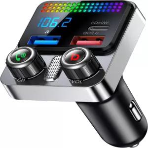 헌드럽 블루투스 5.4 자동차 어댑터 48W 충전 USB 무선 FM 송신기 라디오 노래 전환 핸즈프리 통화 및