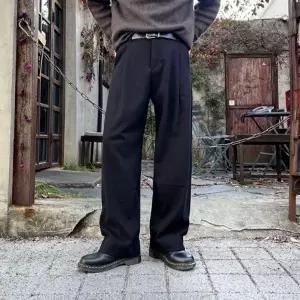 프리미엄 무봉제 반밴딩 남자 와이드 슬랙스