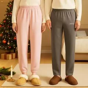 제니유 겨울 커플 극세사 기모 수면 잠옷 바지 남성 여성 파자마