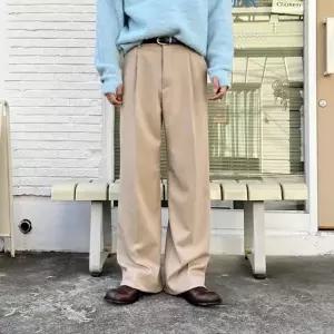 남자 와이드 슬랙스 겨울 반밴딩 원턱 팬츠
