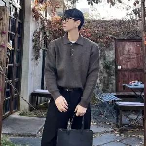 남자 카라니트 가을 겨울 도톰  울 니트