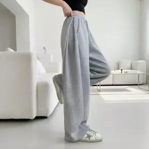 여성용 데일리 사이드 핀턱 절개 와이드 숏 롱 트레이닝 밴딩 팬츠