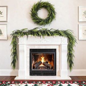 화환 파브리 크리스마스 6피트 겨울 장식용 터치 맨틀 테이블 2개 2피트 인조 실내 노퍽 소나무 그린 그리너리 6피트 야외 2개