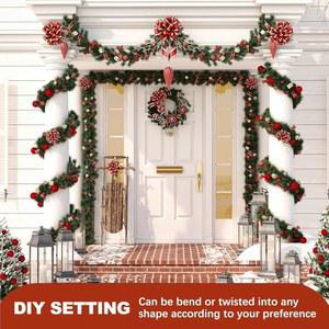 장식을 인공 비조명 DIY 홀리데이 야외 갈랜드 크리스마스 소프트 스탠드 장식 난간을 54피트 파티 그리너리 실내 위한 세트 맨틀 3개의 계단 에버그린