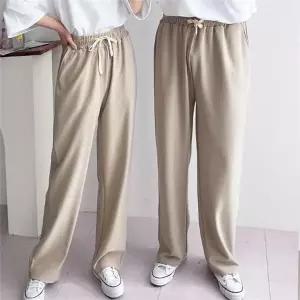 메끄난 여성 스판 와이드 밴딩 팬츠 트레이닝 통 바지