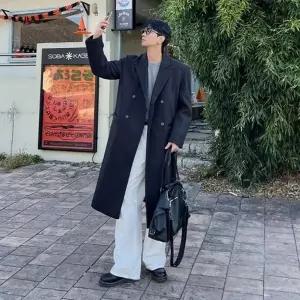 남자 롱 코트 프리미엄 울 더블 맥시 오버핏코트