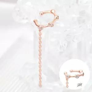 14KGP 로즈골드 체인 드롭 이어커프