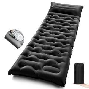 LLUAII 캠핑 수면 백패킹 발 텐트 초경량 두께의 패드 그린을 5.9인치 인플레이팅 펌프가 내장된 매트 셀프 베개와