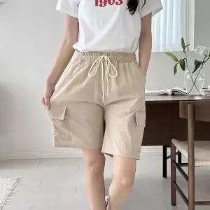 로브 여성 여름 아이스 5부 밴딩 카고 반바지 남여공용