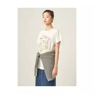 빈폴 BEANPOLE LADIES 플라워 모티브 롱 기장 반소매 티셔츠 화이트 BF5742C881 442450