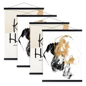 벤자민 4팩 24x36 24x18 24인치 아트 우드 나무 포스터 피쿠르트르 마그네틱 사진 캔버스 걸이 블랙 프린트 라이트 벽걸이 프레임