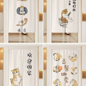 노렌 고양이 커튼 01 가리개 이자카야 65x70cm 가림막 바란스