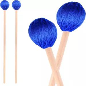 2Pcs 실 망치 타악기 블루 마린바 머리 중간 키보드 망치와 너도밤나무 손잡이