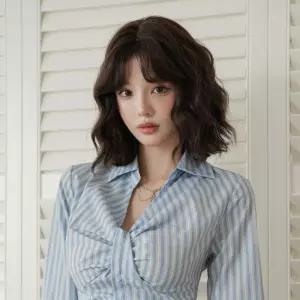 여성가발 통가발 단발 웨이브 패션 에그롤 화섬 헤어 올인원 심쿵돌직구