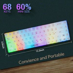 CHONCHOW 미니 소형 백라이트 60 68키 컴팩트 키보드 RGB 노트 윈도우 게이밍