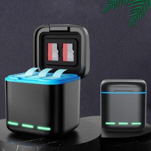 카메라 핫슈 조명 어댑터3채널 배터리 충전기 타입 C 케이블 2 SD 슬롯 고프로 8 7 6 5 카메라