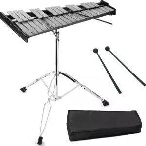 엘헬퍼 32노트 퍼커션 글로켄스필 벨 키트 망치 2개 포함 실로폰 조절 가능한 스탠드 캐링백 악기