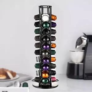 블랙 색상 캡슐 커피 홀더 거치대 40 구 360도 회전 보관함