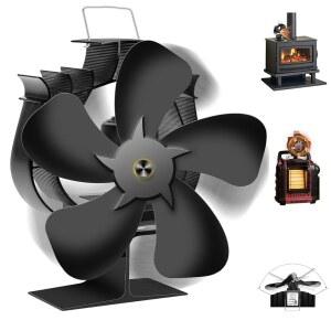 JUOIFIP 업그레이드된 열 구동 히터 화덕 및 위해 버디 빠른 / 좌우 온도계와 난방을 스타일 우드 스토브 회전 설치 팬 60 양방향