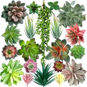 장식적인 다육식물 화분 20팩 선인장 데코 인공 현실적인 그리너리 미니 대형 홈 DIY 식물