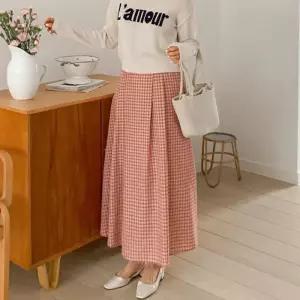 [신상오픈런]플레어 체크롱스커트 하체커버 맥시 면치마 (31929293)