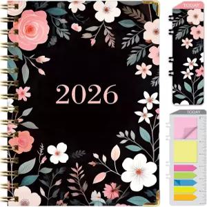 하드커버 2026 플래너 5.5 x8 14개월(2025년 11월 - 2026년 12월) 일일 주간 월간 연간 의제 북마크 포켓
