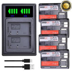 BP-511A 배터리 및 LED USB 듀얼 충전기 캐논 EOS 40D 300D 5D D60 G6 용