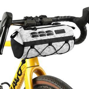 도로, 자갈, 산악 자전거용 라이노워크 자전거 핸들바 백 2.8L 방수 프론트 튜브 백, 어깨끈이 있는 원통형 EVA 프레임 팩(흰색)