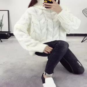 여성 니트 목폴라 터틀넥 꽈배기 긴팔 오버핏 두꺼운 따뜻한