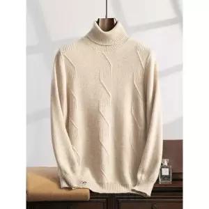 코아픽샵 남사친 도톰 스웨터 키작남 풀오버 터틀넥 루즈핏 음표 기모 자카드 칼라넥 캐시미어 꾹1