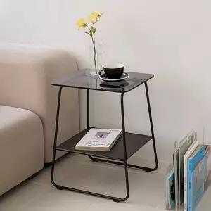 온더벨라 유니크 블랙컬러 강화유리 티테이블