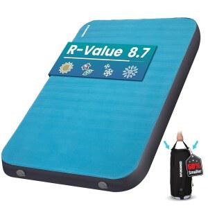 펀당고 4인치 두꺼운 8.7R 야외 폼 자동차 매트리스 캠핑 자가 포함 수면 팽창 XL 텐트 더블 값 에어 매트 휴대용 패드 가정용 또는