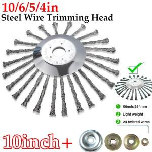 스틸사 휠 범용 정원 잡초 제거 브러시 커터 헤드 녹 잔디 예초기 도구 10 인치 6 54