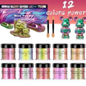 10PCS 거울 카멜레온 수지 안료 반짝이 매직 변색 된 진주 빛 분말 DIY 크리스탈 에폭시 금형 쥬얼리 염료